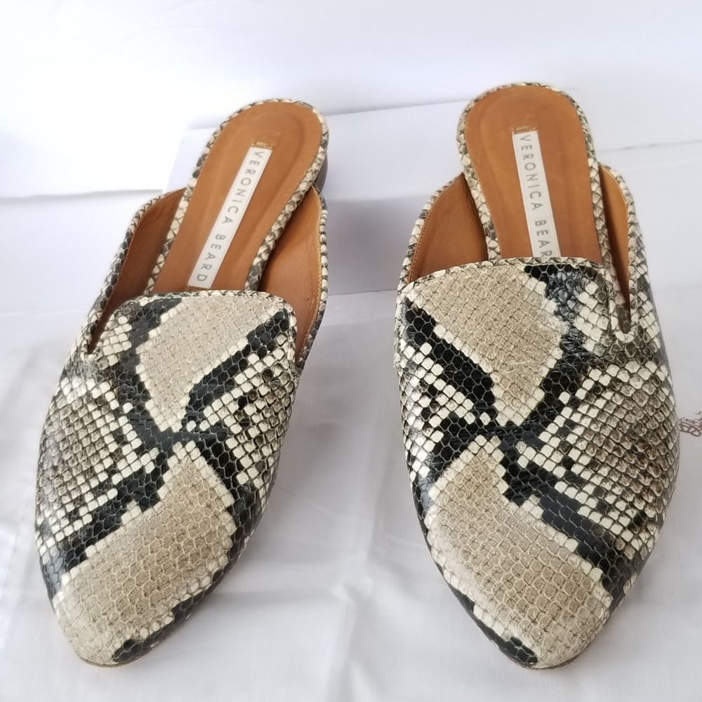 Veronica Beard Python Embossed Leather Mules - image 5